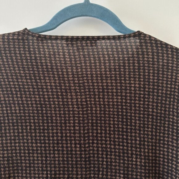 Vince Brown Black Houndstooth Crew-Neck Long Sleeve Top Women's Size Medium - Picture 11 of 16